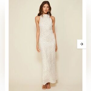 Sequin Halter Ivory Wedding Gown